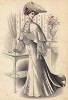 Лёгкий кружевной осенний наряд от Barroin: кружевная блузка, накидка с кистями, шляпа со страусиным пером (Les grandes modes de Paris за 1903 год. Сентябрь)