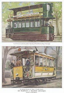 Парижские трамваи начала XX века: на пневмоприводе и электрический. Les chemins de fer, Париж, 1935