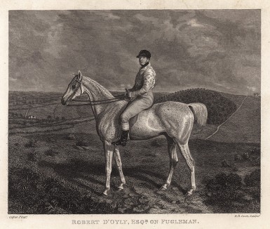 Роберт д'Ойли, эсквайр, на своем коне по кличке Фуглеман. Гравюра Генри Кука с оригинала художника Картера. Лондон, 1834
