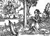Молитва королевы о рождении ребенка. Из "Жития Святого Христофора" (S. Christops Geburt und Leben) неизвестного немецкого мастера. Издал Johann Weyssenburger, Ландсхут, 1520 
