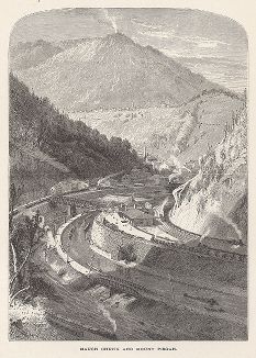 Гора Мок-Чанк и гора Пизга-маунт, штат Пенсильвания. Лист из издания "Picturesque America", т.I, Нью-Йорк, 1872.