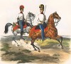 Штаб-офицер и трубач австрийских конных егерей в 1830-е гг. (из K. K. Oesterreichische Armée nach der neuen Adjustirung in VI. abtheil. III te. Abtheil. Cavallerie. Лист 7. Вена. 1837 год)
