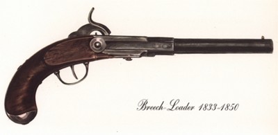 Однозарядный пистолет США Breech-Loader 1833-1850 г. Лист 38 из "A Pictorial History of U.S. Single Shot Martial Pistols", Нью-Йорк, 1957 год