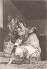 Его чисто бреют (Le descañona). Лист 35 из всемирно известной серии офортов Франсиско Гойи "Капричос" ("Los Caprichos") (Причуды). Серия была сделана в 1797-1798 гг.. Представленный лист напечатан с оригинальной доски около 1900 года.