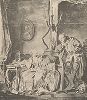 Счастливая семья, середина 1760-х гг.  Рисунок Жана-Батиста Грёза из собрания библиотеки Императорской Академии художеств.