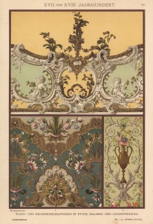 Фрески и потолочные росписи в стиле рококо (лист 83 альбома "Сокровищница орнаментов...", изданного в Штутгарте в 1889 году)