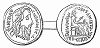 Древнеримская серебряная монета эмилия римского императора из династии Антонинов Траяна (98 -- 117) (The Illustrated London News №99 от 23/03/1844 г.)