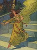 Золушка убегает с бала и теряет хрустальную туфельку. Лист из книги "Всё о Золушке", Нью-Йорк, 1916