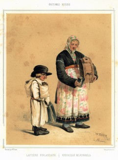 Чухонская молочница (лист 6 альбома "Русский костюм", изданного в Париже в 1843 году)