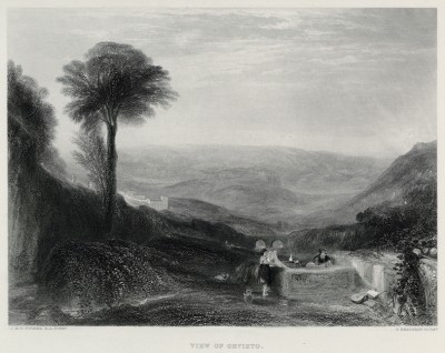Вид на Орвието (лист из альбома "Галерея Тёрнера", изданного в Нью-Йорке в 1875 году)