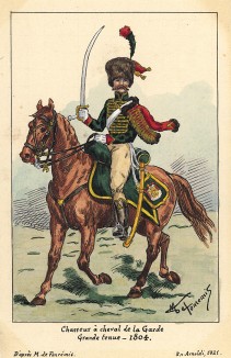 1804 г. Офицер конных егерей французской императорской гвардии в парадной форме. Коллекция Роберта фон Арнольди. Германия, 1911-28