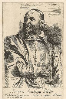 Портрет художника и арт-дилера Яна Снеллинкса работы Антониса ван Дейка. Лист из его знаменитой "Иконографии", 1630-41 гг. 