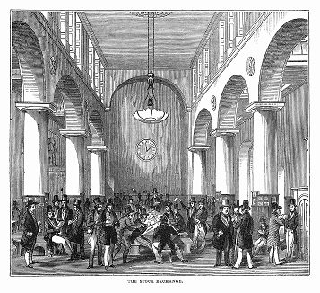 Лондонская фондовая биржа -- одна из крупнейших и старейших бирж Европы и один из наиболее известных мировых рынков ценных бумаг, официально основанная в 1801 году (The Illustrated London News №102 от 13/04/1844 г.)