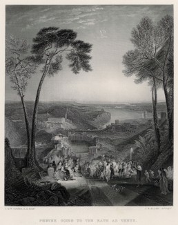 Фрина в образе Венеры направляется в публичные бани (лист из альбома "Галерея Тёрнера", изданного в Нью-Йорке в 1875 году)
