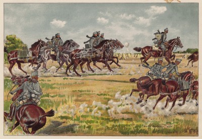 Учения конной артиллерии австро-венгерской армии (из редкого альбома Der Osterr. Ung. Soldat mit waffe und Werkzeug. Armee-Bilderbuch (нем.), изданного в Штраубинге (Германия) в 1911 году)