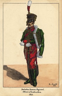 1810 г. Офицер гусарского полка Великого герцогства Баден в парадной форме. Коллекция Роберта фон Арнольди. Германия, 1911-29
