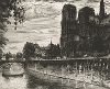 Нотр-Дам, вид с набережной. Гравюра Луи-Марселя Мира, ок. 1925 г. 
