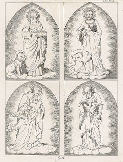 Евангелисты кисти Джотто. Лист из Geschichte der Malerei in Italien... братьев Рипенхаузен, 1810 год. 