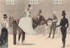 Дама на занятиях по верховой езде в закрытом манеже (из "Иллюстрированной истории верховой езды", изданной в Париже в 1891 году)