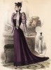 Строгое платье с шлейфом и воротником-стойкой. Из французского модного журнала Le Coquet, выпуск 294, 1892 год