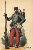 Солдат французской пехоты в полевой форме образца 1886 года (из альбома литографий Armée française et armée russe, изданного в Париже в 1888 году)