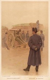 Швейцарская артиллерия на позициях (из альбома хромолитографий L' Armée Suisse... Цюрих. 1894 год)