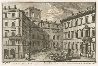 Гравюра Джузеппе Вази "Колледжо Наццарено". Collegio Nazzareno. Лист из издания "Delle magnificenze di Roma antica e moderna ...", Рим, 1759. 