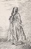 Женщина анфас стоя. Офорт Антуана Ватто из сюиты "Фигуры по моде", ок. 1710 г. 