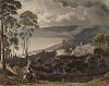 Вид на Онфлер с горы Жоли (из Picturesque Tour of the Seine, from Paris to the Sea... (англ.). Лондон. 1821 год (лист XXIII))