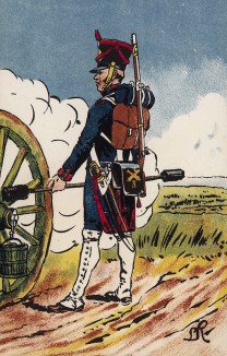 1809 г. Канонир полевой артиллерии Великой армии Наполеона у орудия. Коллекция Роберта фон Арнольди. Германия, 1911-29