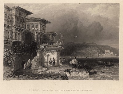 Турецкий деревенский дом на Босфоре. The Beauties of the Bosphorus, by miss Pardoe. Лондон, 1839