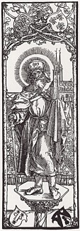Святой Себальд на колонне (гравюра Дюрера, исполненная в 1500 году)