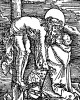 Святой Бернард Клервоский, основатель ордена тамплиеров, снимает Иисуса Христа с креста. Ганс Бальдунг Грин. Иллюстрация к Hortulus Animae. Издал Martin Flach. Страсбург, 1512 