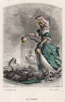 Белый Мак усыпляет мелких обитателей леса. Les Fleurs Animées par J.-J Grandville. Париж, 1847