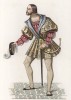 Дворянин, приветствующий короля Франциска I (XVI век) (лист 73 работы Жоржа Дюплесси "Исторический костюм XVI -- XVIII веков", роскошно изданной в Париже в 1867 году)