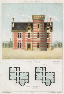 Коттедж в английском стиле с круглой башней (из популярного у парижских архитекторов 1880-х Nouvelles maisons de campagne...)