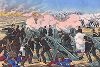 Франко-прусская война 1870-71 гг. Саксонская артиллерия ведет огонь в сражении при Сен-Прива-Гравелот 18 августа 1870 г. Редкая немецкая литография