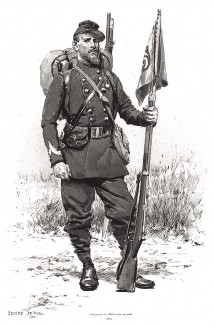 Унтер-офицер (сержант) французских егерей в полевой форме образца 1870 года (из Types et uniformes. L'armée françáise par Éduard Detaille. Париж. 1889 год)