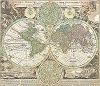 Великолепная карта мира Иоганна Баптиста Гоммана. Planiglobii Terrestris cum utroq Hemisphaerio Caelesti Generalis Exhibitio, Нюренберг, 1720. 