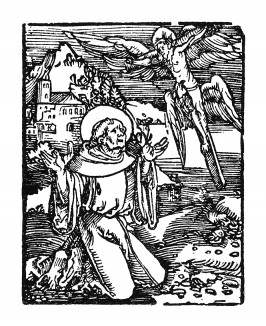 Святой Франциск Ассизский. Ганс Бальдунг Грин. Иллюстрация к Hortulus Animae. Издал Martin Flach. Страсбург, 1512