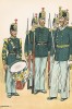Гренадеры шведской лейб-гвардии в униформе образца 1860-72 гг. Svenska arméns munderingar 1680-1905. Стокгольм, 1911