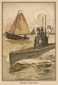 Подводная лодка ВМФ Голландии (Onze Jantjes (голл.). Из редкой брошюры, изданной военным ведомством нейтральной Голландии зимой 1915 года)