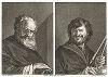 Гераклит и Демокрит, приписываемые кисти Хосе де Рибера. Лист из знаменитого издания Galérie du Palais Royal..., Париж, 1808