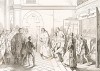 2 ноября 1499 г. Генерал-командор Антонио Гримани (1434-1523) в цепях, поддерживаемый своим сыном, кардиналом Доменико, следует на суд Большого совета. Его обвиняют в поражении венецианского флота у острова Сапиенца. Storia Veneta, л.93. Венеция, 1864