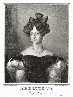 Великая княгиня Анна Павловна (1795-1865), сестра Николая I, супруга наследника голландского трона, позднее -- королева Нидерландов.
