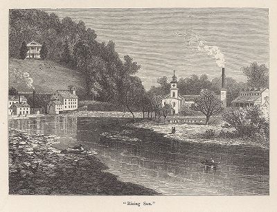 Излучина Восходящее Солнце, река Брендивайн-крик, штат Пенсильвания. Лист из издания "Picturesque America", т.I, Нью-Йорк, 1872.
