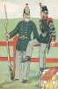 Нижние чины первого гренадерского полка шведской лейб-гвардии в униформе образца 1858-72 гг. Svenska arméns munderingar 1680-1905. Стокгольм, 1911