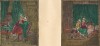 "Муж спрашивает жену" и "Горюет девушка". Д.А.Ровинский. Русские народные картинки. Атлас. Т.I, л.155,156. Санкт-Петербург, 1881