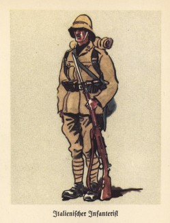 Солдат итальянской пехоты в 1936 году (из популярной в нацистской Германии работы Мартина Лезиуса Das Ehrenkleid des Soldaten... Берлин. 1936 год)