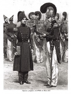 Парижские пожарные в 1835 году (из Types et uniformes. L'armée françáise par Éduard Detaille. Париж. 1889 год)